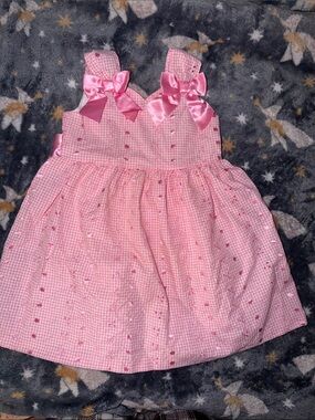 Bonnie Jean Pink Gingham Bow-Trim Casual Dress for Girls